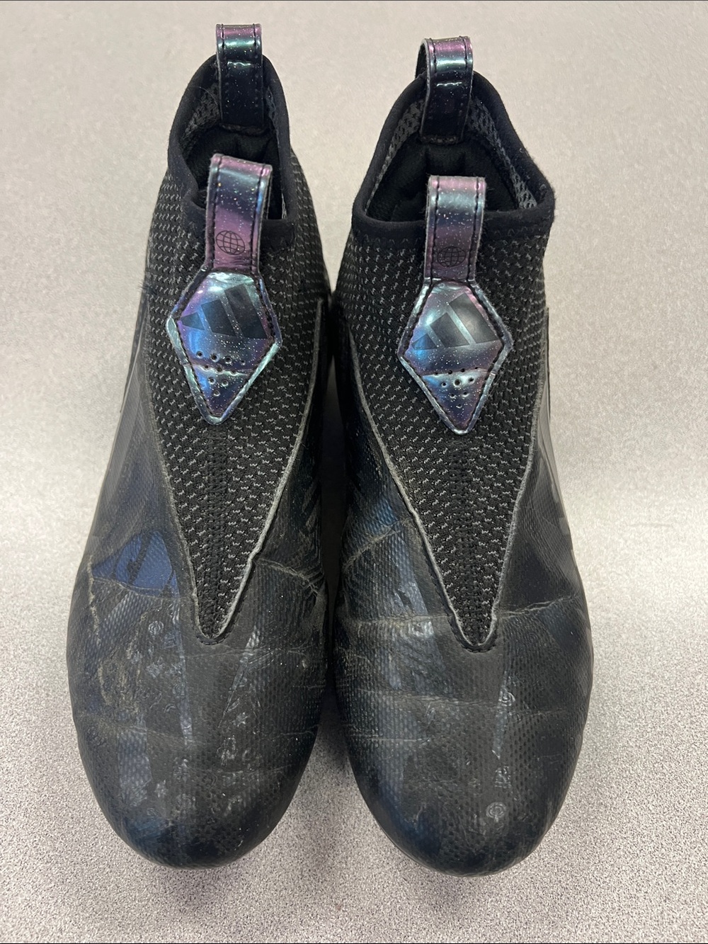 adidas Kids Black Slip-On Sneakers with Iridescent Pull Tabs